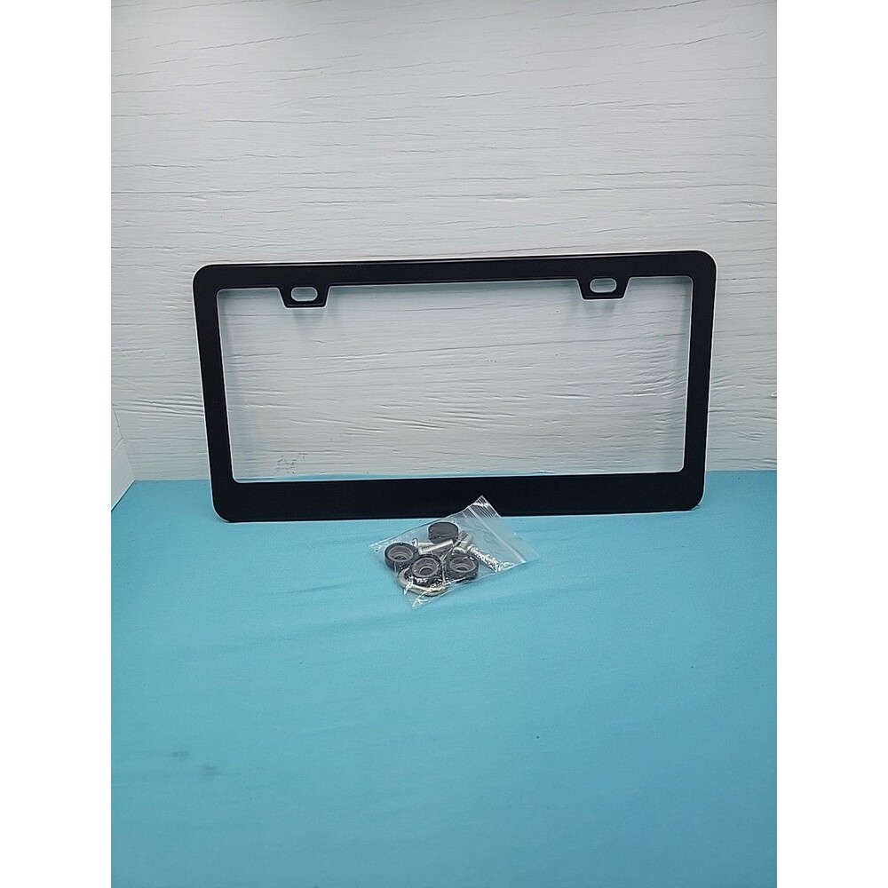 License Frame Plate Metal Solid Flat Black With Hardware New